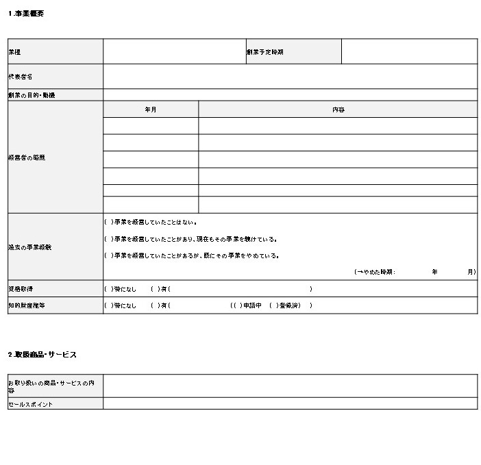 事業計画書のテンプレート